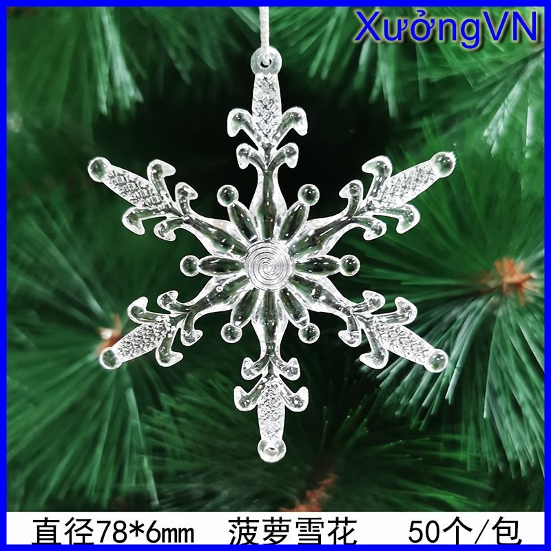Bông tuyết acrylic trong suốt trang trí cây thông giáng sinh - Noel Lung linh
