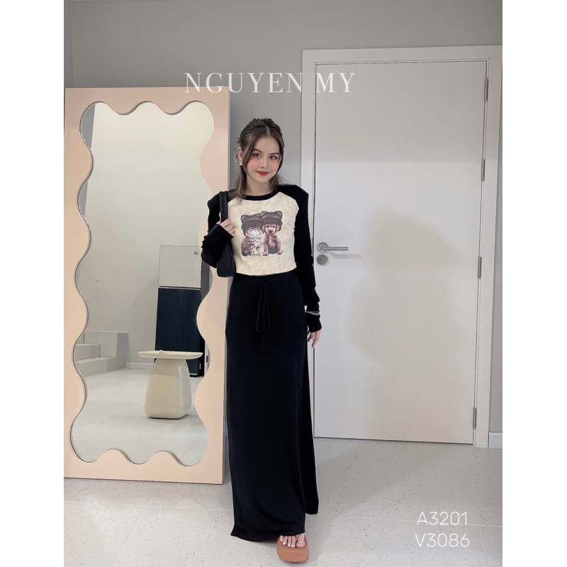 Chân váy dài thun dẻo thái