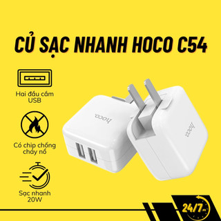 Củ Sạc Nhanh Siêu Bền Chính Hãng Hoco C54 2A Mẫu Mới Cốc 2 Cổng