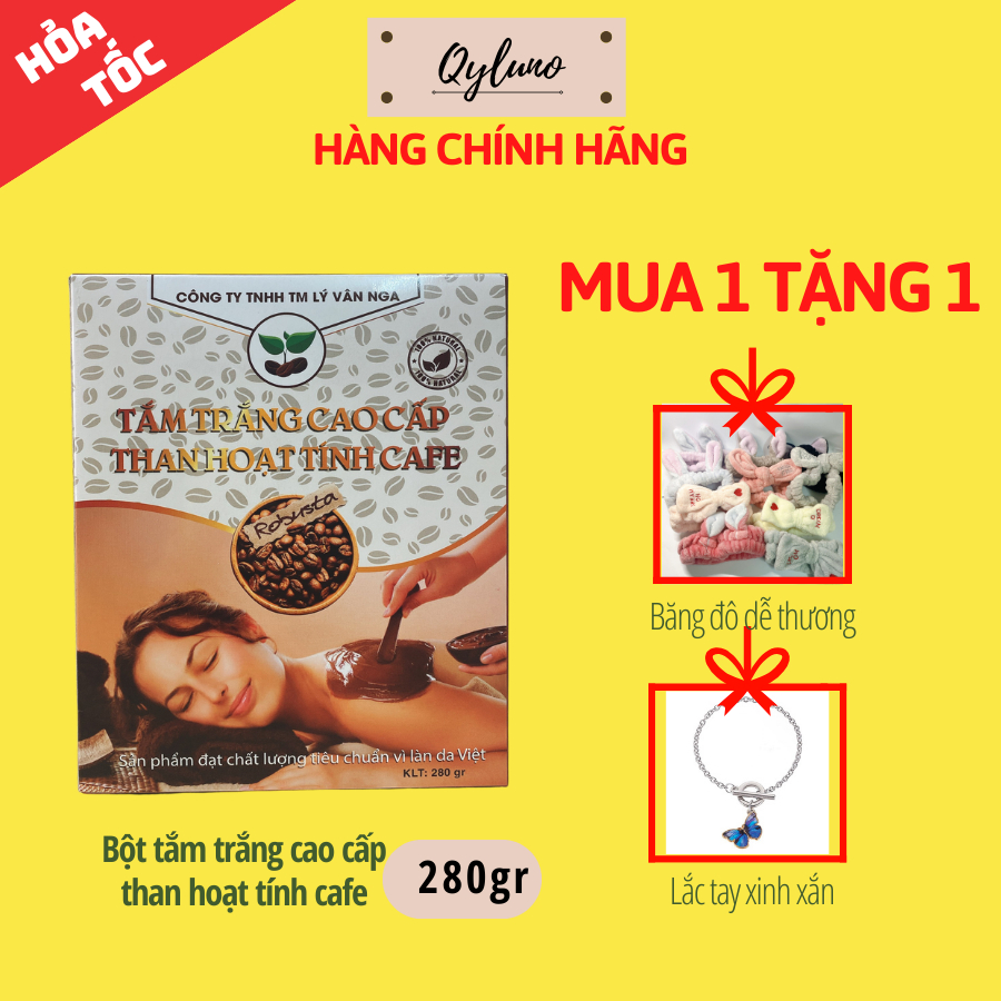 Bột tắm trắng cao cấp than hoạt tính cafe 280gr hàng chính hãng