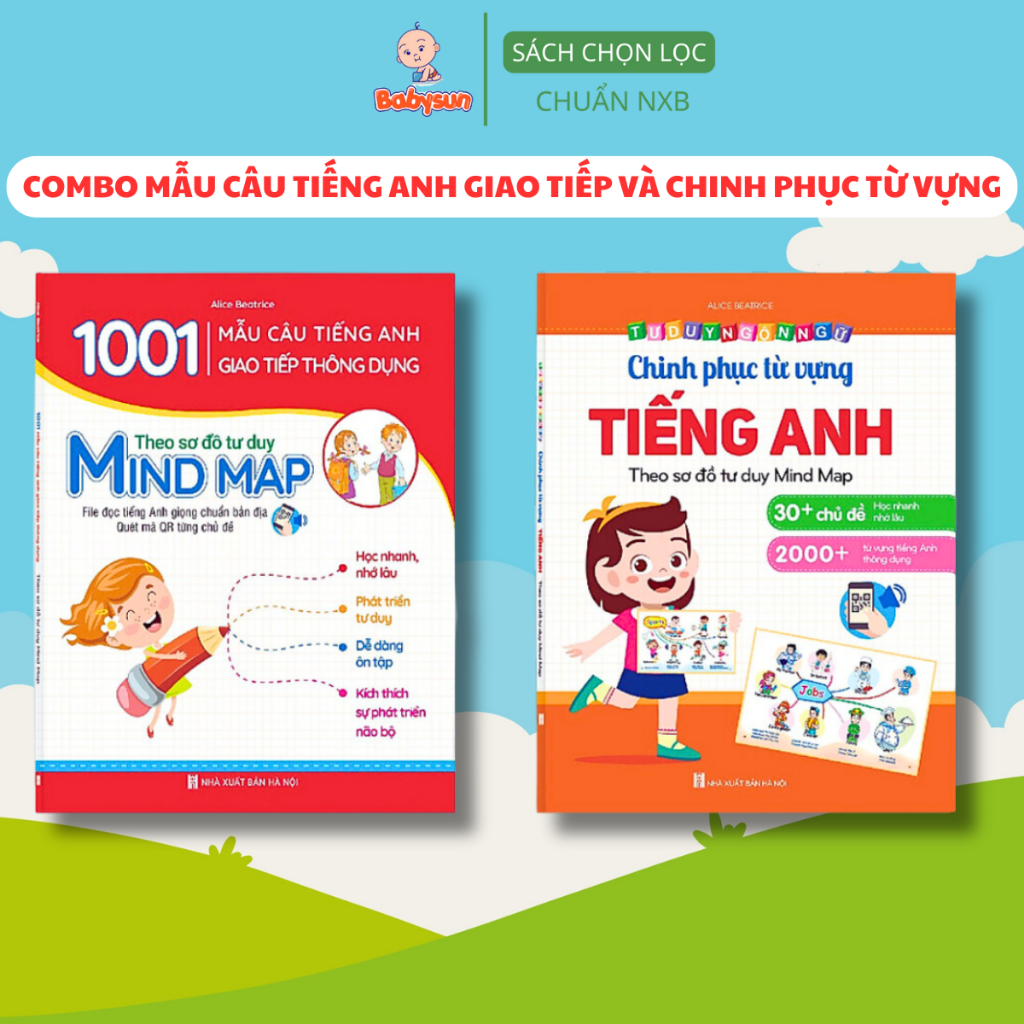 Sách - Combo Chinh Phục Từ Vựng Tiếng Anh - 1001 Mẫu Câu Tiếng Anh Giao Tiếp Thông Dụng - Sơ Đồ Tư Duy Mind Map