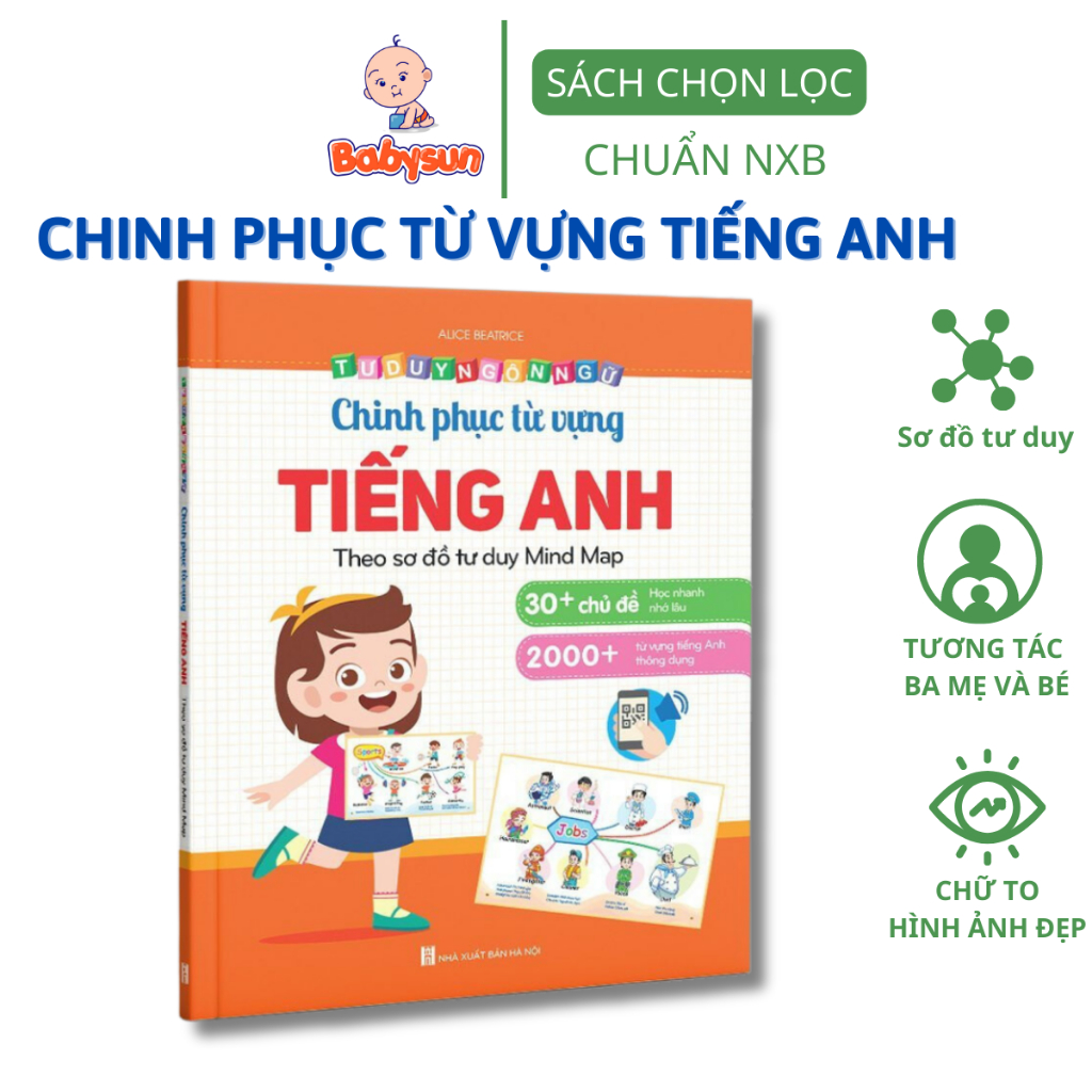 Sách - Bé chinh phục từ vựng Tiếng anh - Theo sơ đồ tư duy Mind Map