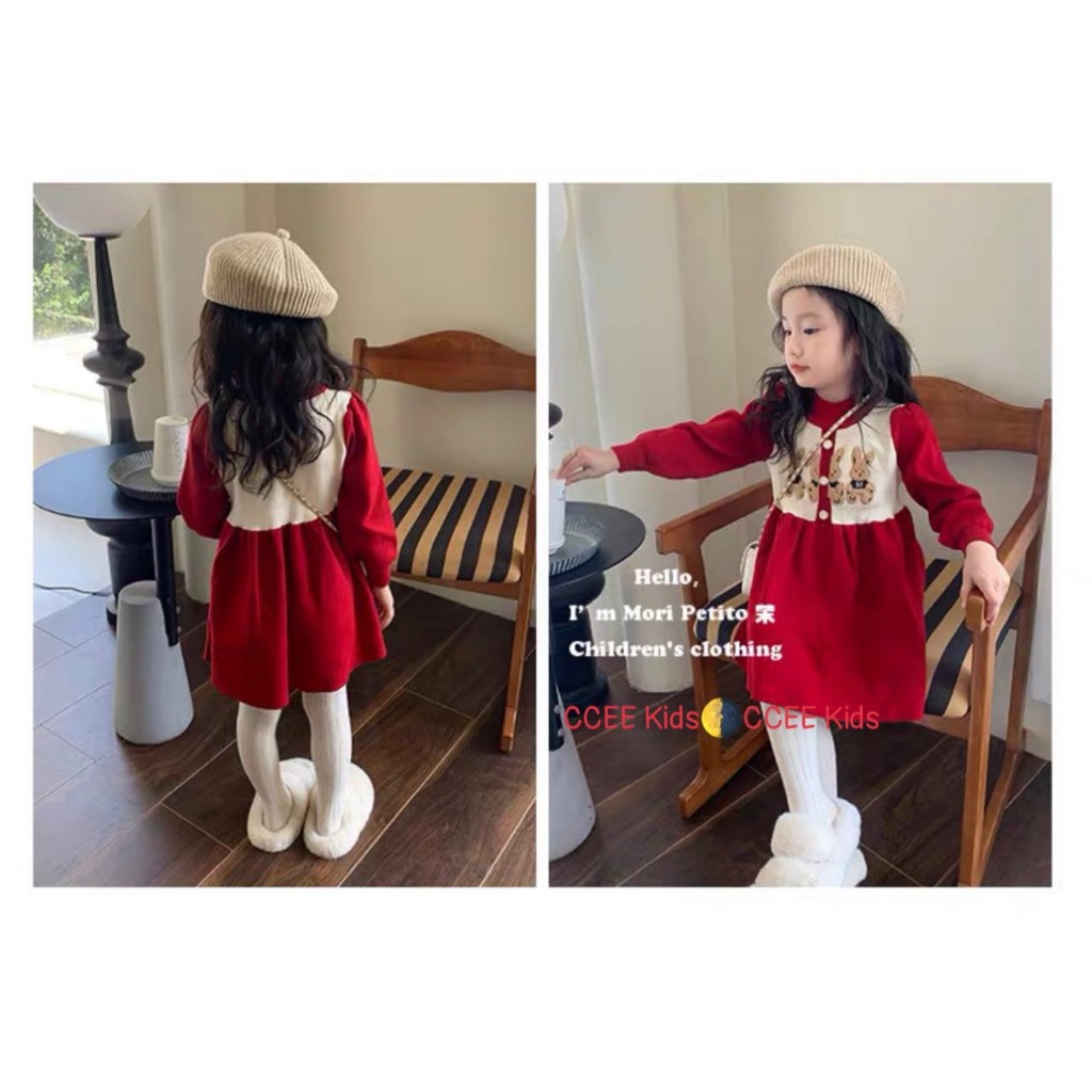 Váy đầm tiểu thư dễ thương diện noel tết bao xinh cho bé gái 10-25kg