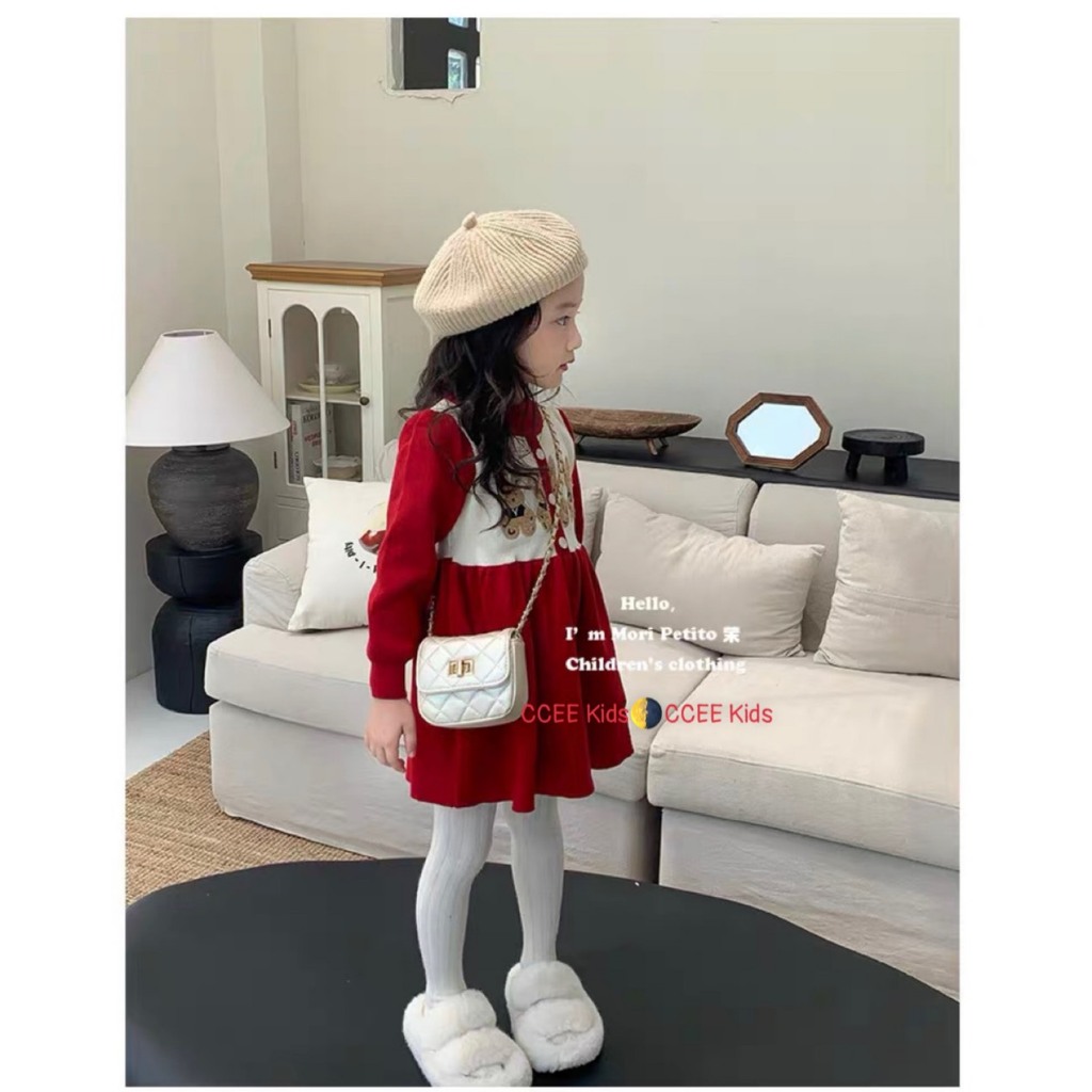 Váy đầm tiểu thư dễ thương diện noel tết bao xinh cho bé gái 10-25kg