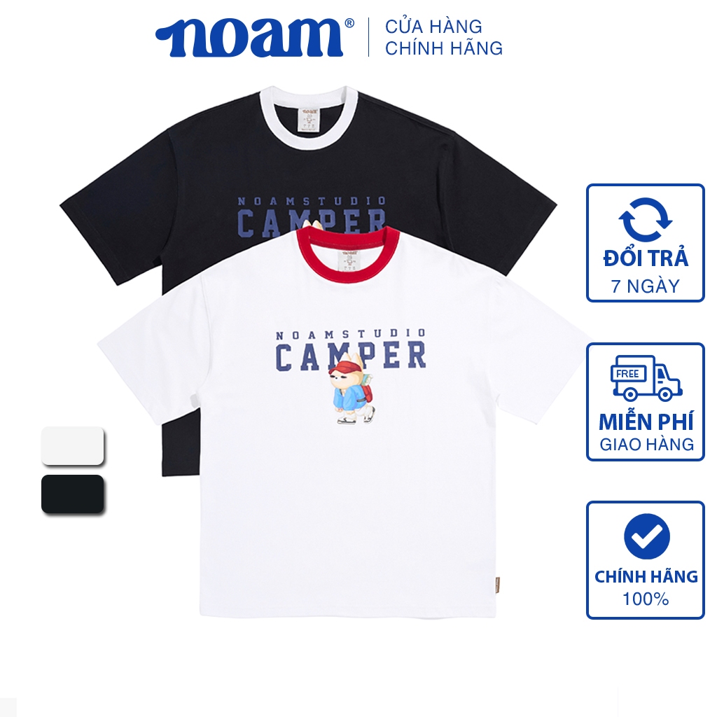 Combo 2 Áo thun Form rộng NOAM Camper Unisex 100% Cotton - Màu đen/trắng