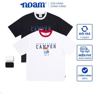 Combo 2 áo thun form rộng noam camper unisex 100% cotton - màu đen/trắng