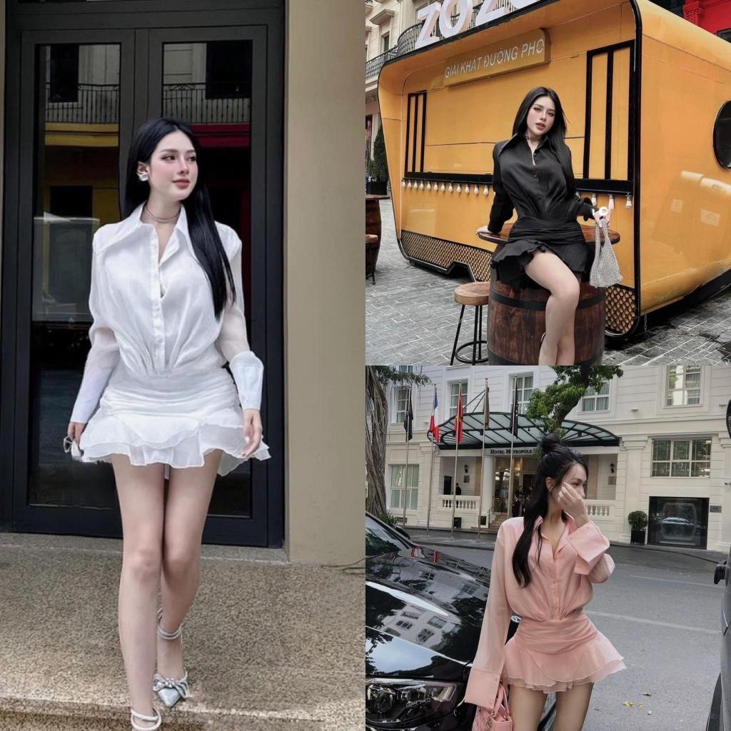 Váy tơ tiểu thư tay dài  by Thư Váy V36