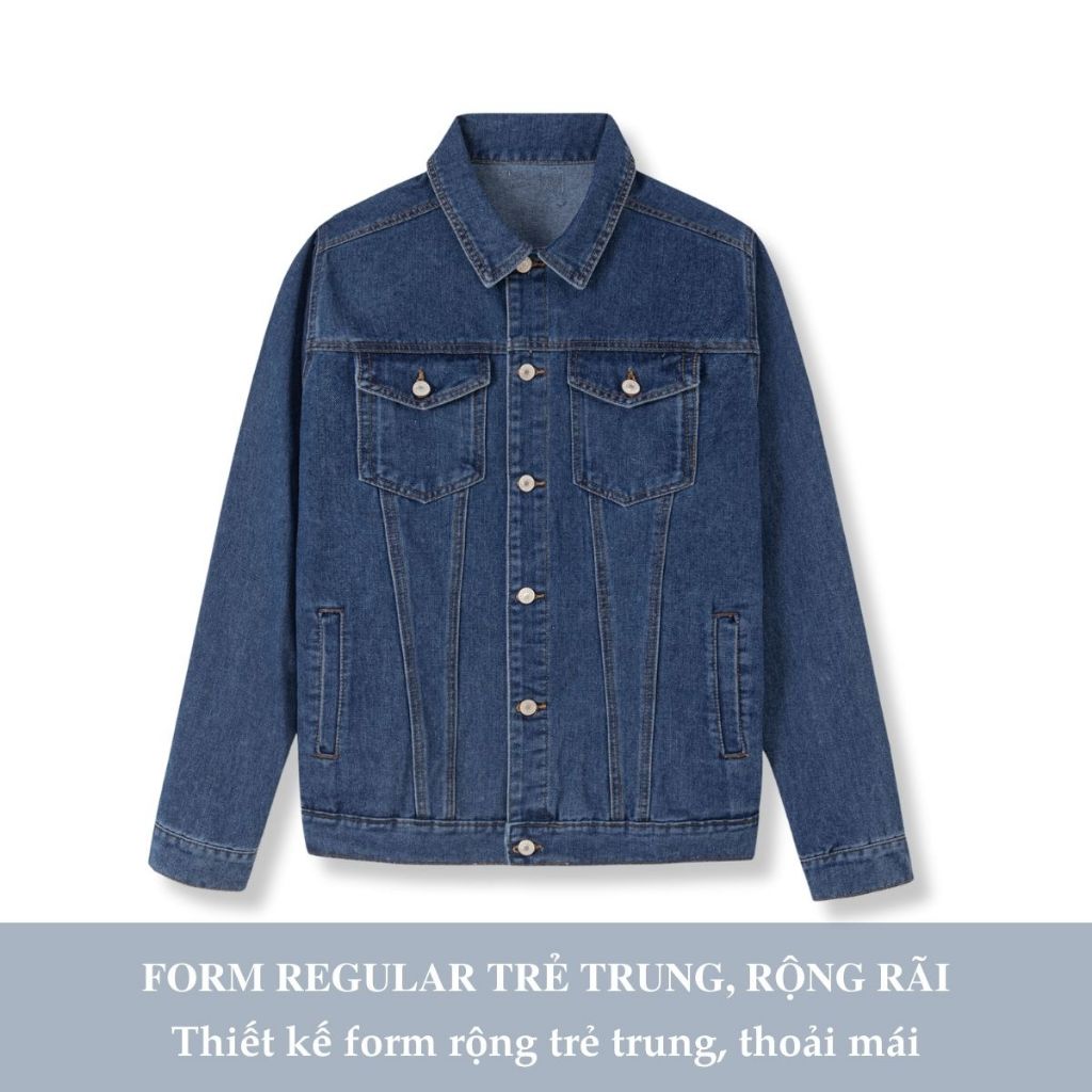 Áo Khoác Jean Unisex Nam Nữ H90 Basic 3 Màu, Áo Khoác Bò Chất Denim Không Co Giãn Form Rộng HJKJ007