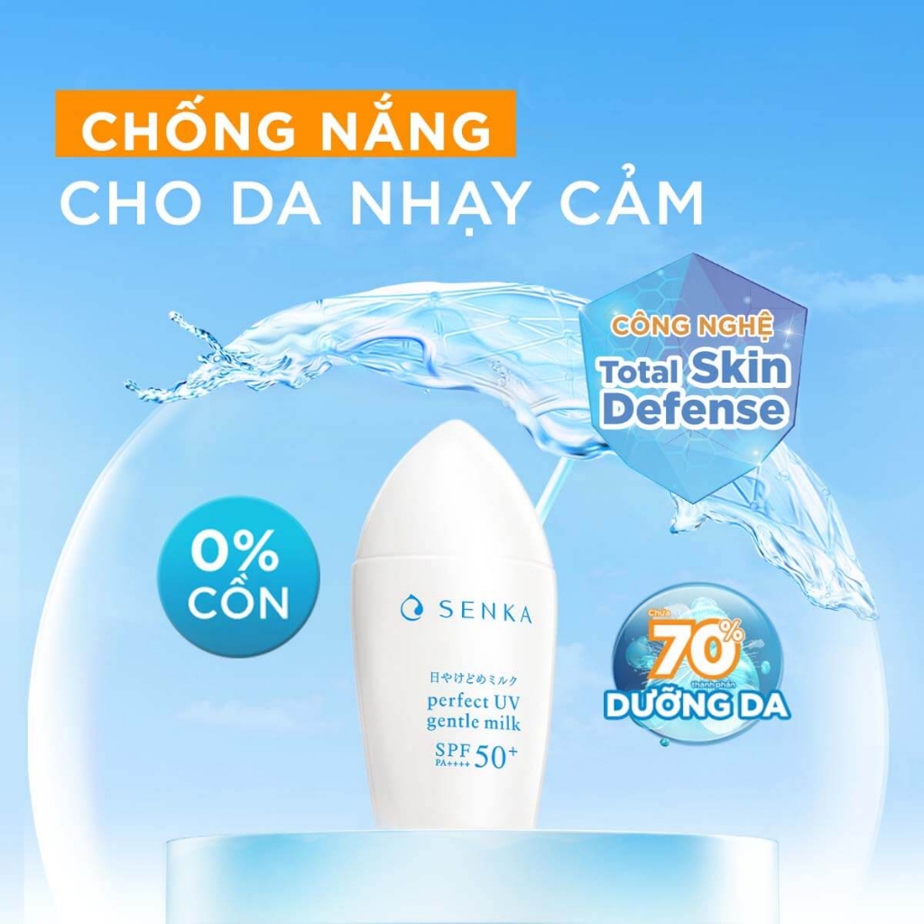 Sữa Chống Nắng Lành Tính, Dành Cho Da Nhạy Cảm Senka Perfect UV Gentle Milk A SPF 50+/PA++++ 40ml