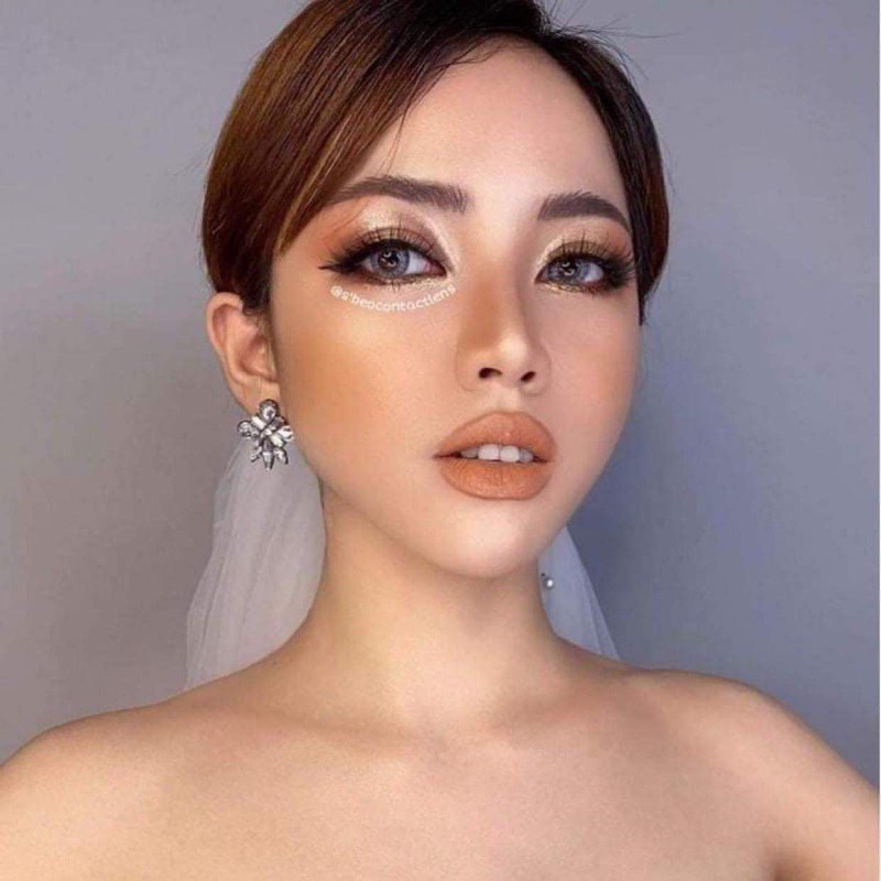 Lens mắt kính áp tròng xám tây sữa sáng pony gray giãn to Dia 14.5mm cho cô dâu , dự tiệc/sự kiện . Độ cận từ 0 đến 8