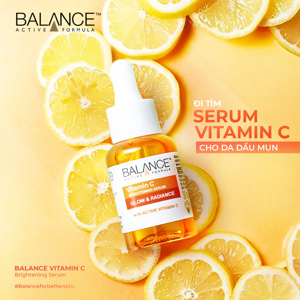 Serum Balance Vitamin C, Tinh Chất Trắng Sáng Da Mặt Mờ Thâm Nám Phục Hồi Da Active Formula Brightening 30ml/ 60ml