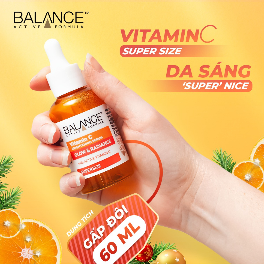 Serum Balance Vitamin C, Tinh Chất Trắng Sáng Da Mặt Mờ Thâm Nám Phục Hồi Da Active Formula Brightening 30ml/ 60ml