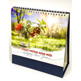 Lịch để bàn 2024 kiểu chữ A, kích thước lịch 20x22 có ô số to để ghi chú, đủ ngày âm dương, Lễ Tết