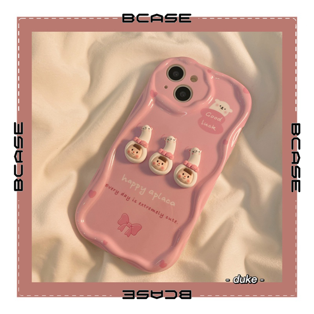 Ốp lưng iphone Viền Nổi Cạnh Sóng gắn phụ kiện Lạc Đà Alpaca cho 6s/6splus/7/7plus/8/8plus/x/11/12/13/14/max/prm xx1040