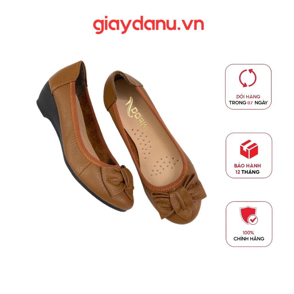 Giày Búp Bê Da Thật DN507  Đế Xuồng 5cm Mũi Tròn- Form chuẩn.