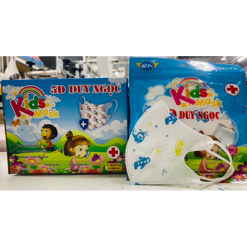 Khẩu Trang 5D Mask Kid Duy Ngọc Trẻ Em Cho Bé Kháng Khuẩn, Họa Tiết, Bền Đẹp