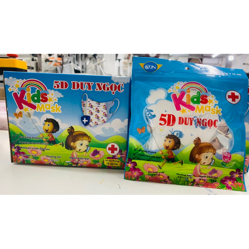 Khẩu Trang 5D Mask Kid Duy Ngọc Trẻ Em Cho Bé Kháng Khuẩn, Họa Tiết, Bền Đẹp