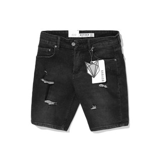 Quần short jean nam, quần short bò nam DEFOXX xám đen wash rách 231015 foxxmen