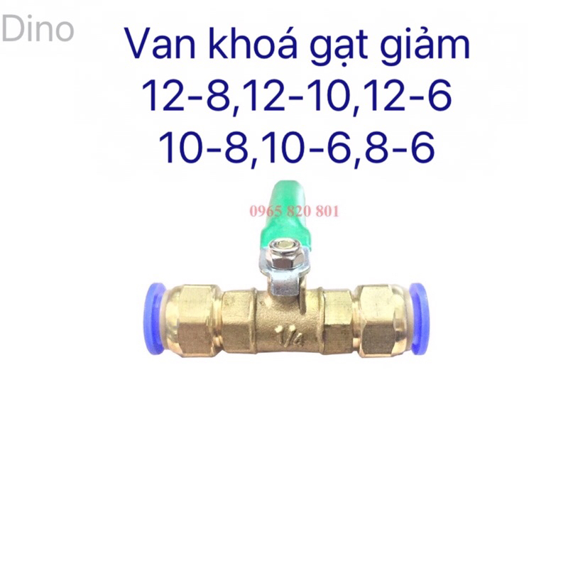 Van khóa gạt đồng giảm từ ống PU,PE lớn xuống ống bé hơn