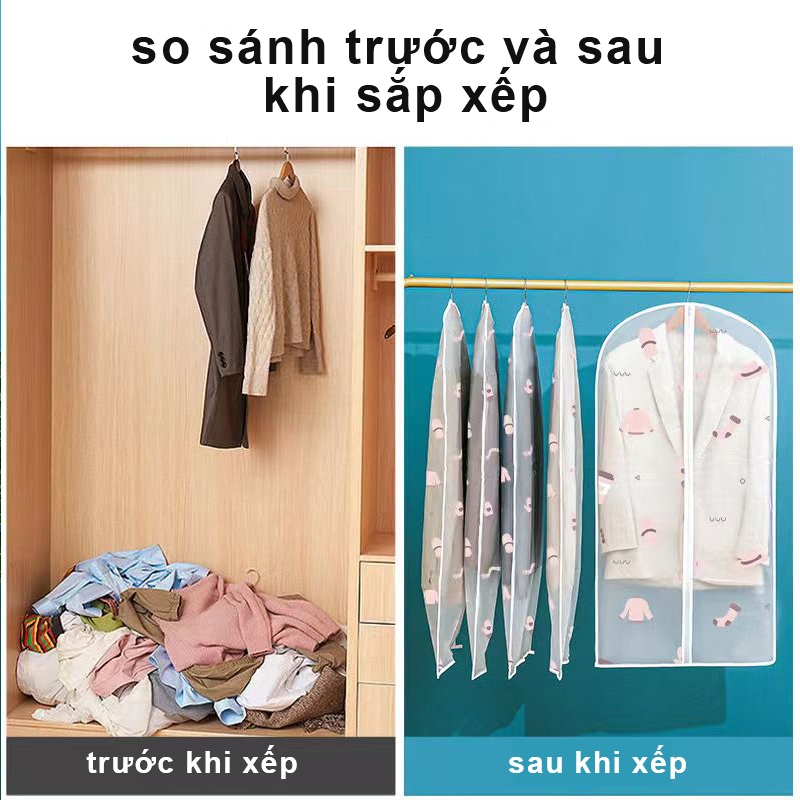 Túi Bọc Quần Áo Chống Bụi Có Khóa Túi Đựng Quần Áo Bọc Kín Có Hoa Văn Chống Nấm Mốc Làm Bằng Vải Dày Dặn Có Thể Giặt
