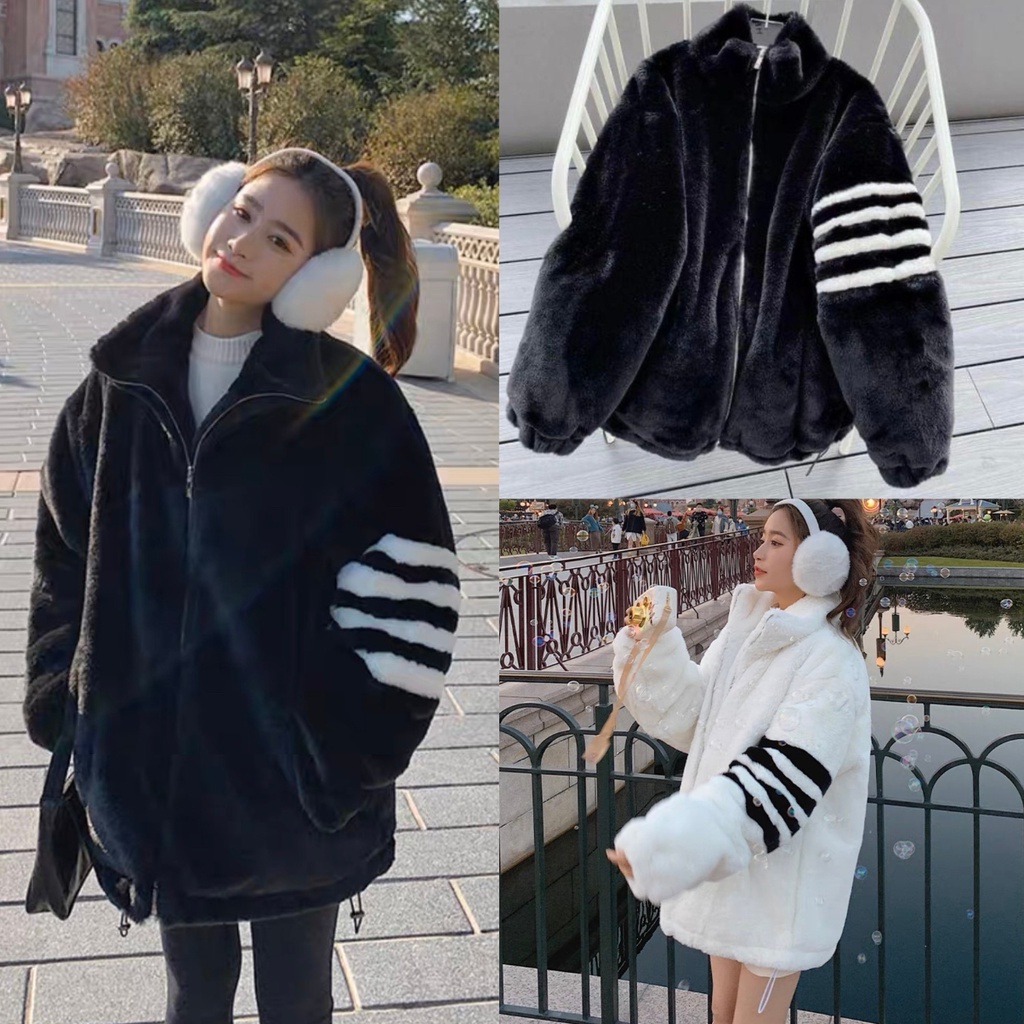 🔥Hot🔥 Áo Khoác Lông Cừu Adidas Mẫu Mới Đủ Tem Mác siêu ấm form rộngThời Trang Mùa Đông Lông cừu Hot trend