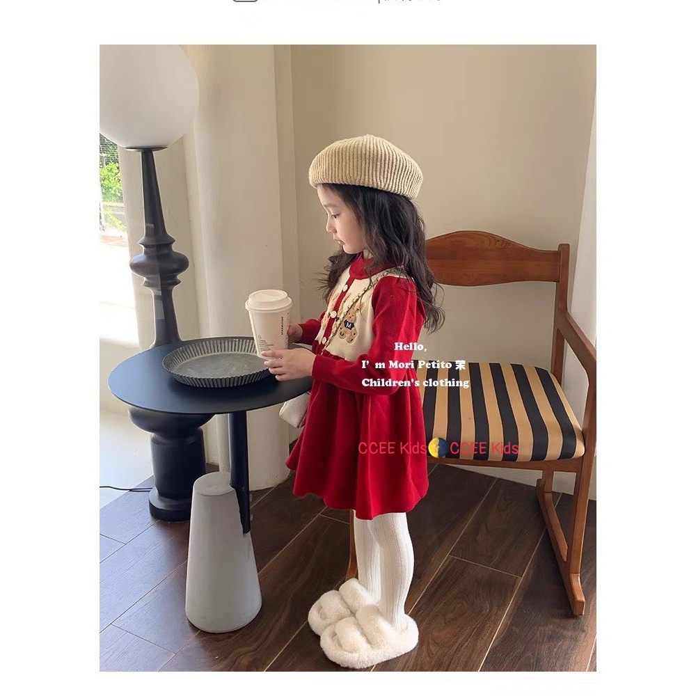 Váy đầm tiểu thư dễ thương diện noel tết bao xinh cho bé gái 10-25kg