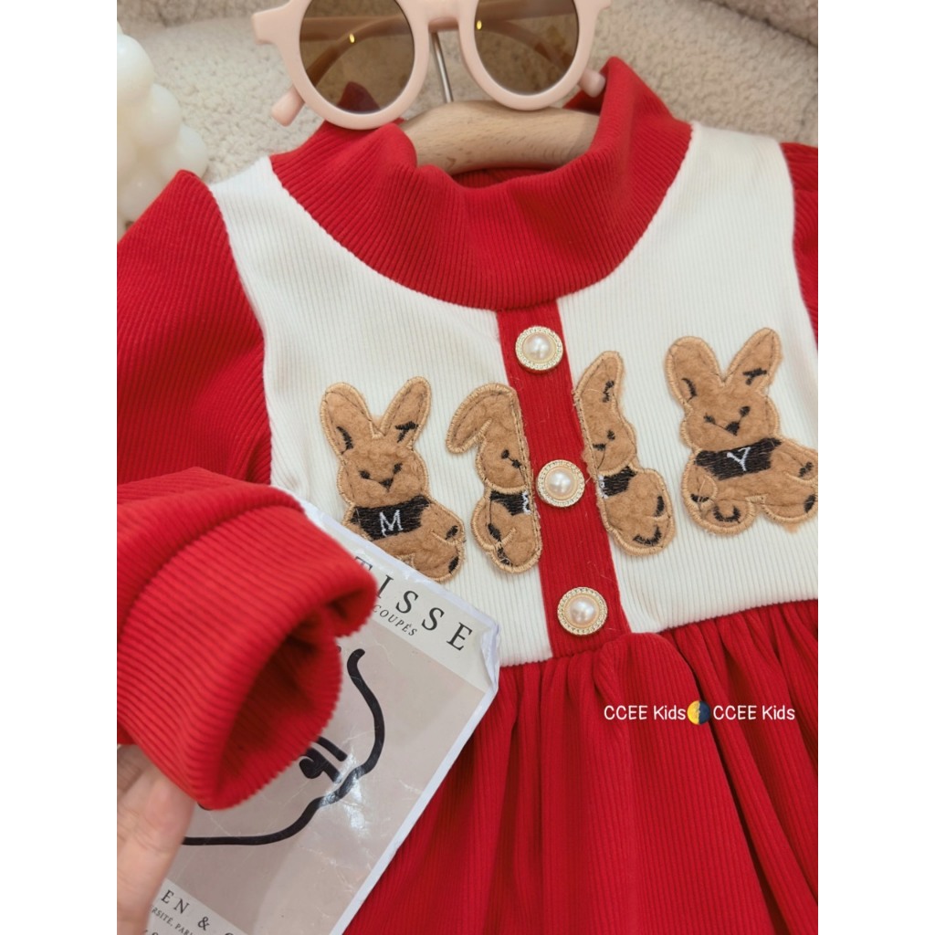 Váy đầm tiểu thư dễ thương diện noel tết bao xinh cho bé gái 10-25kg