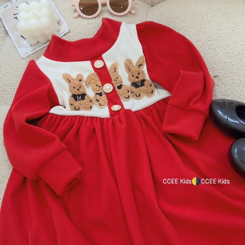 Váy đầm tiểu thư dễ thương diện noel tết bao xinh cho bé gái 10-25kg