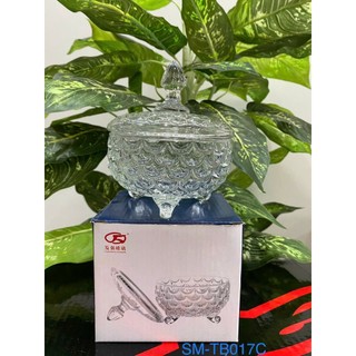 TẾT-Thố mứt thủy tinh pha lê 3 chân cao cấp