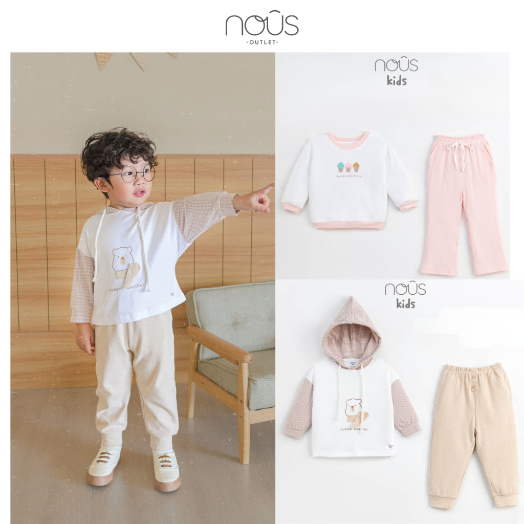 Bộ dài Nous in họa tiết dễ thương cho bé trai, bé gái (Size 2-6Y)