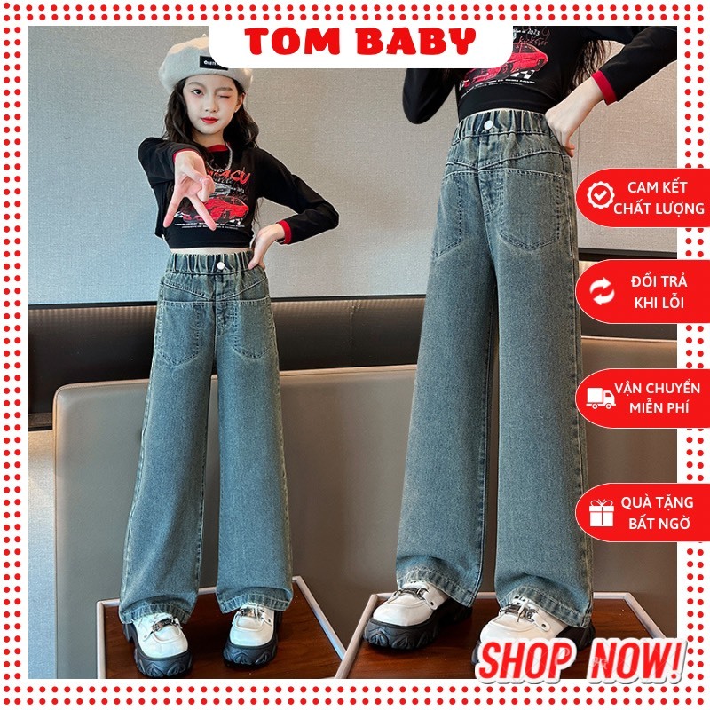 Quần Jean Chữ Dáng Xuông Rộng Cho Bé Gái
