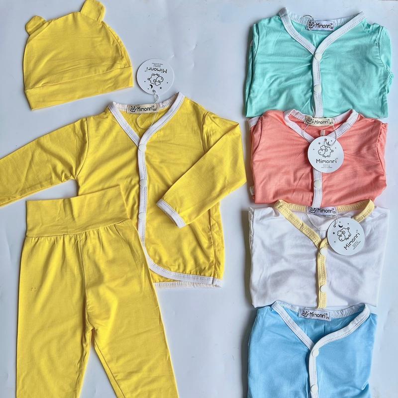 Set bộ thun lạnh tay dài kèm nón mimonri sơ sinh đến 15kg