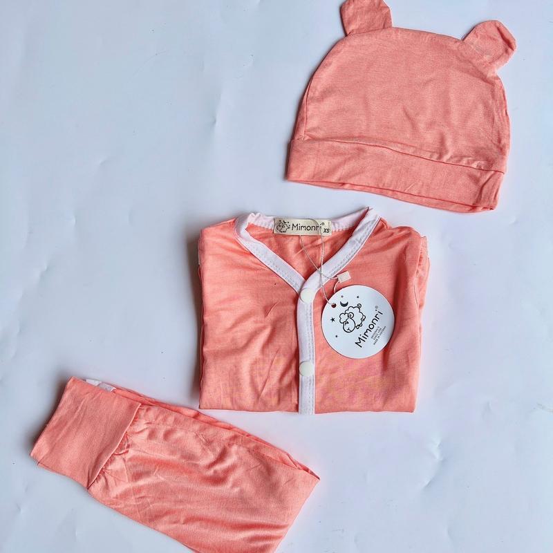 Set bộ thun lạnh tay dài kèm nón mimonri sơ sinh đến 15kg