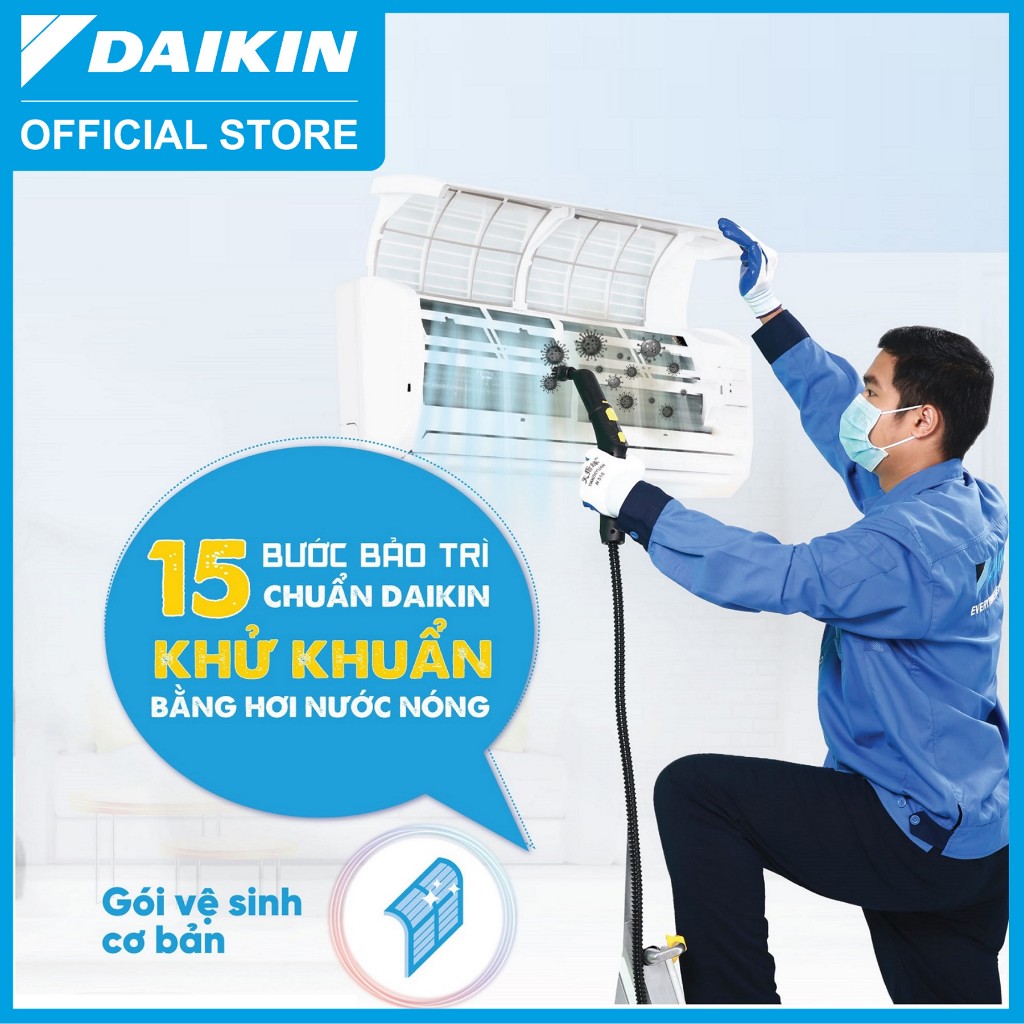 [Tất cả các hãng] Daikin - E-voucher dịch vụ bảo trì tiêu chuẩn khử khuẩn bằng hơi nước nóng cho 1 máy treo tường
