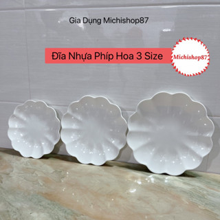 Đĩa Nhựa Phíp Hoa 3 Size Nhựa Melamine Siêu Dày Dặn Để Hoa Quả, Đồ Ăn Sang Trọng