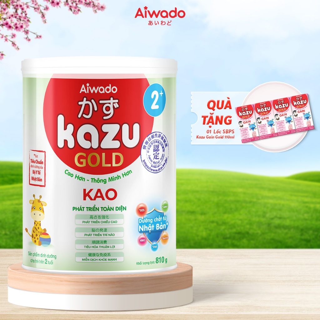 Sữa bột Aiwado KAZU KAO GOLD 810g 2+ (trên 24 tháng) - SỮA MÁT CAO LỚN