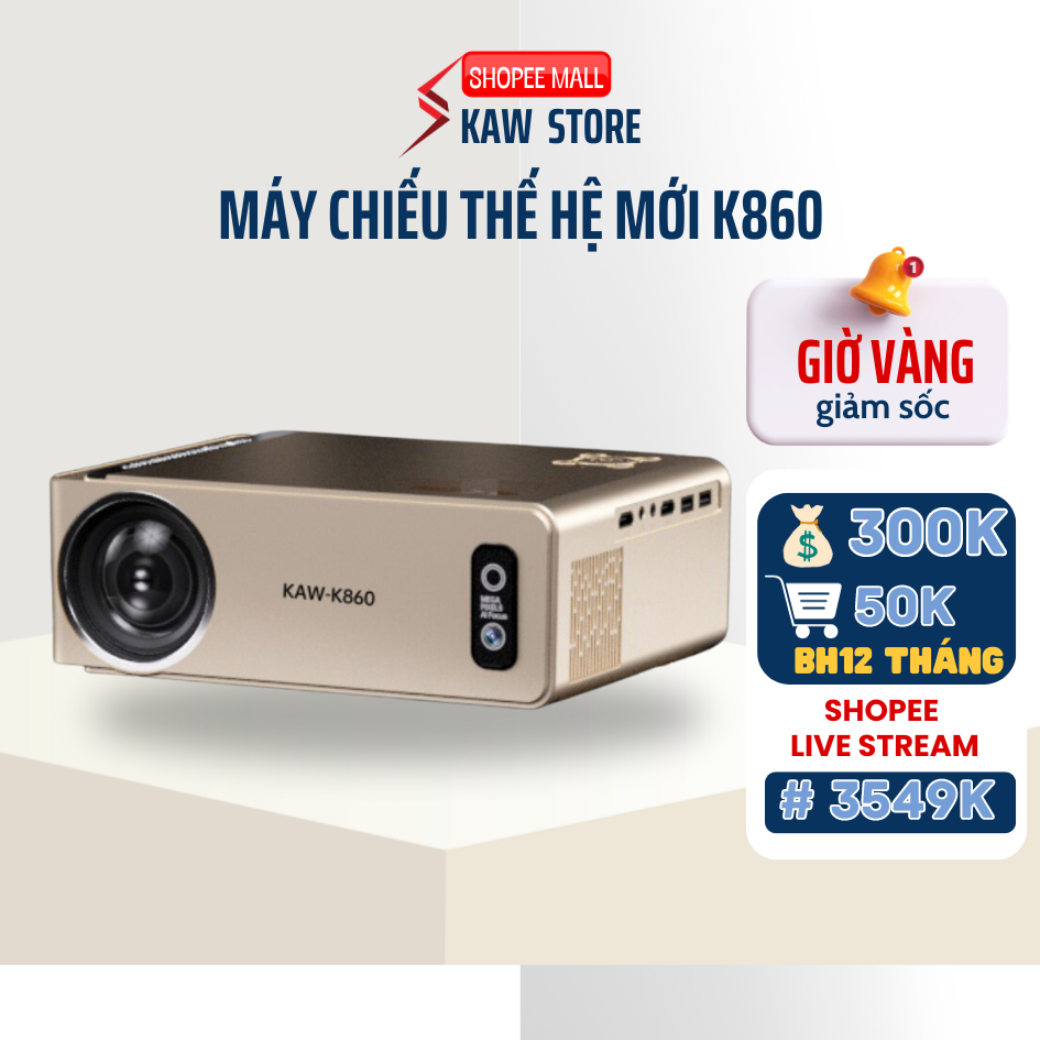 Máy Chiếu Mini Tự Động Lấy Nét KAW K860 Chính Hãng Giá Rẻ Cho Văn Phòng Gia Đình Trường Học