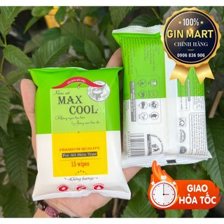 Khăn ướt không hương max cool 15 tờ - hàng tặng