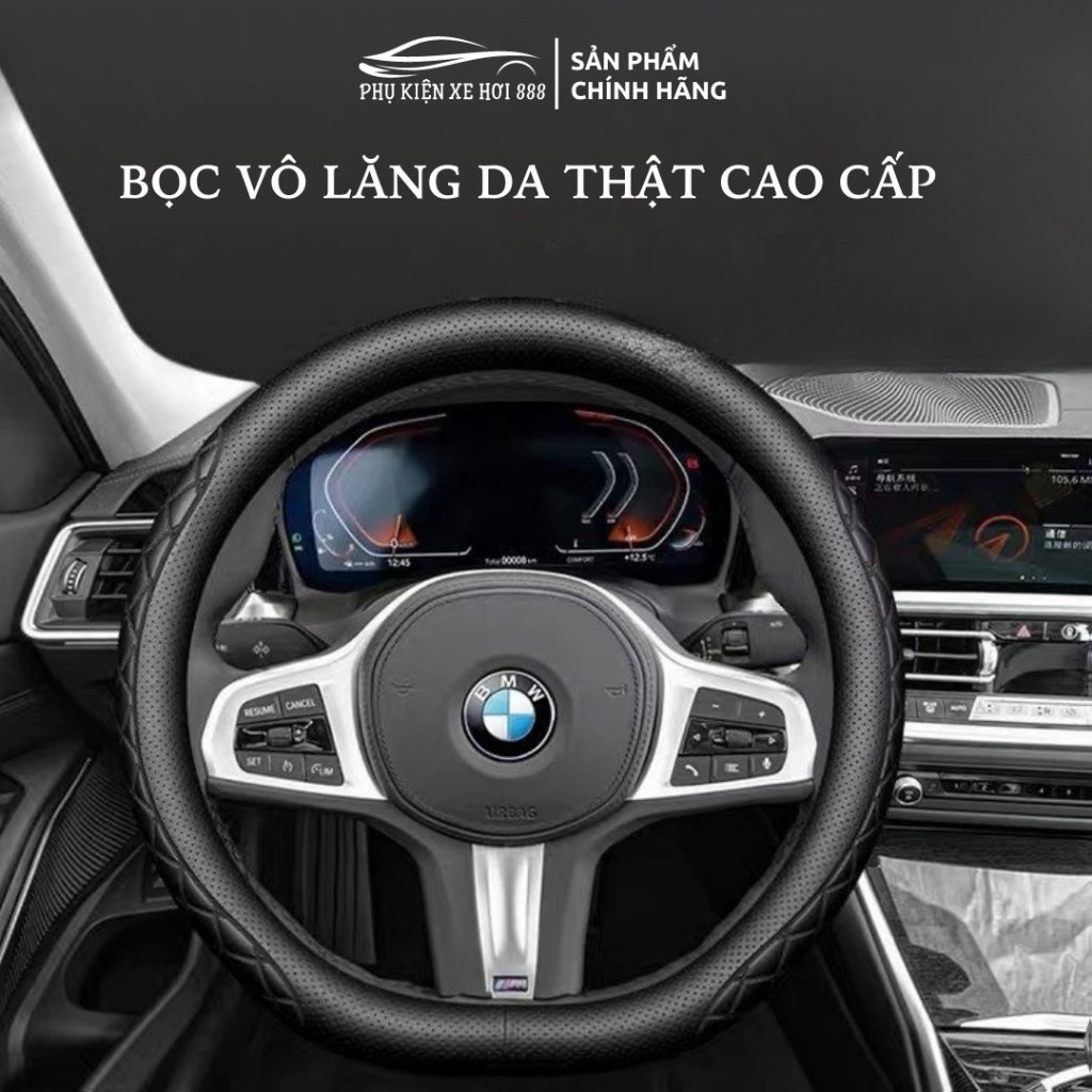 Bọc Vô Lăng Da Thật Cao Cấp, Chất Liệu Da Mềm Mại, Bền Đẹp, Sang Trọng