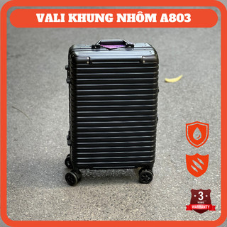 Vali khung nhôm travelking 803 màu đen size 20/24
