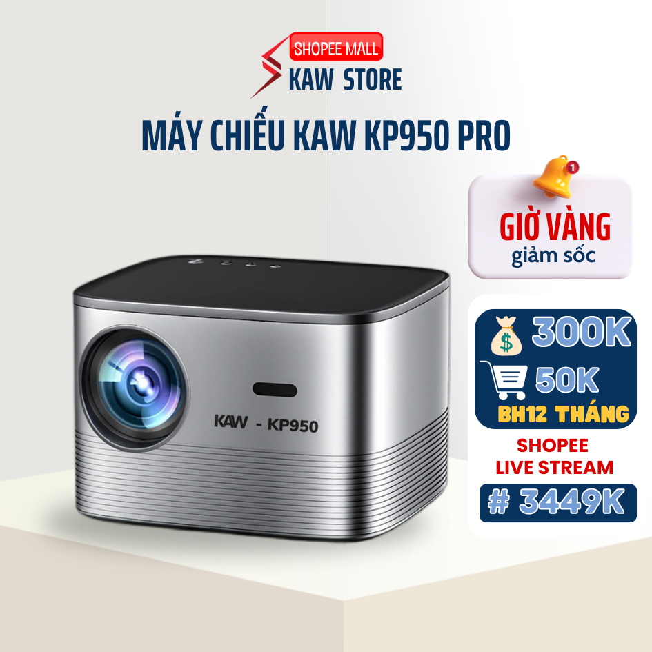 Máy chiếu mini KAW - KP950, K860 mới 2023 độ phân giải 4K hình ảnh sắc nét âm thanh sống động - Bảo hành chính hãng