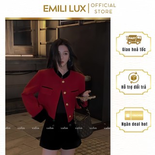 Áo khoác ngoài Emili dáng croptop chất dạ 