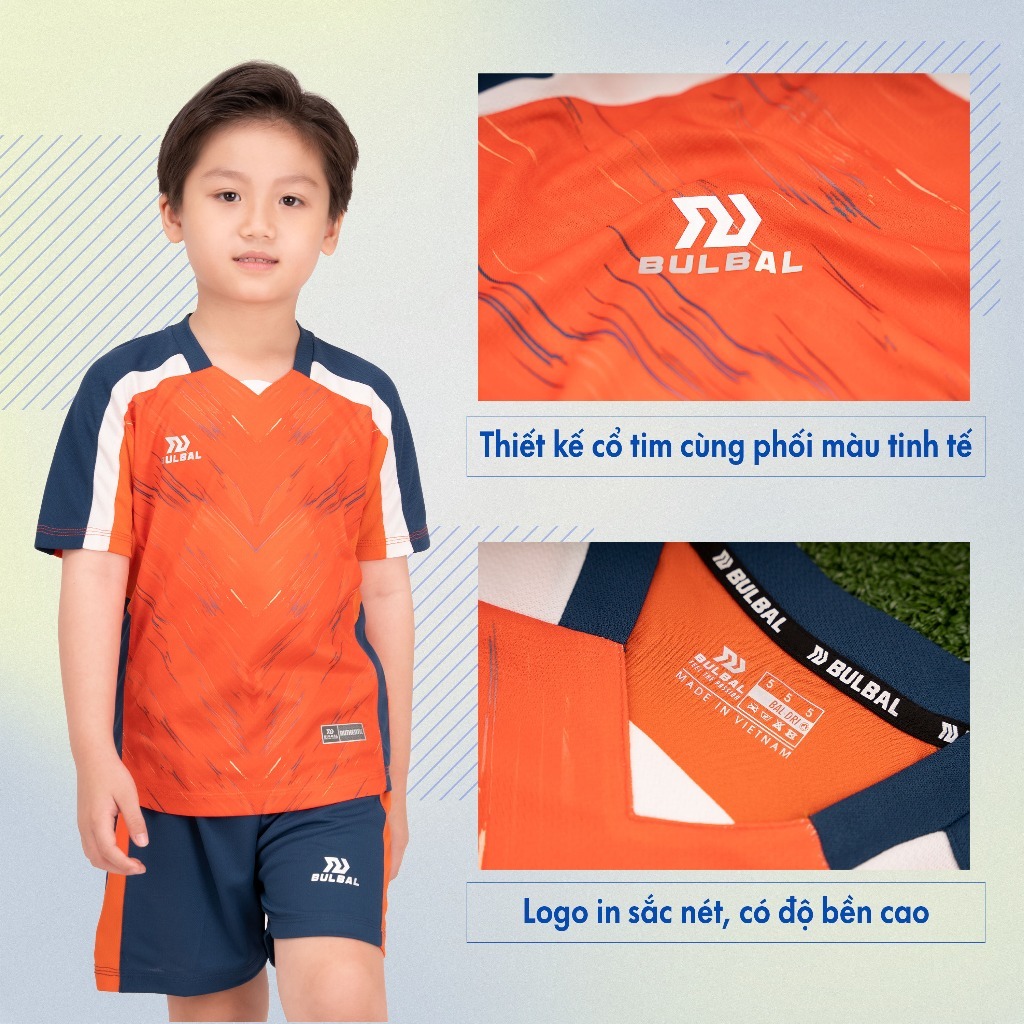 Bộ Quần Áo Bóng Đá Trẻ Em BULBAL Vingar Chất Vải Bul-Wave, Mềm Mại, Thoáng Mát