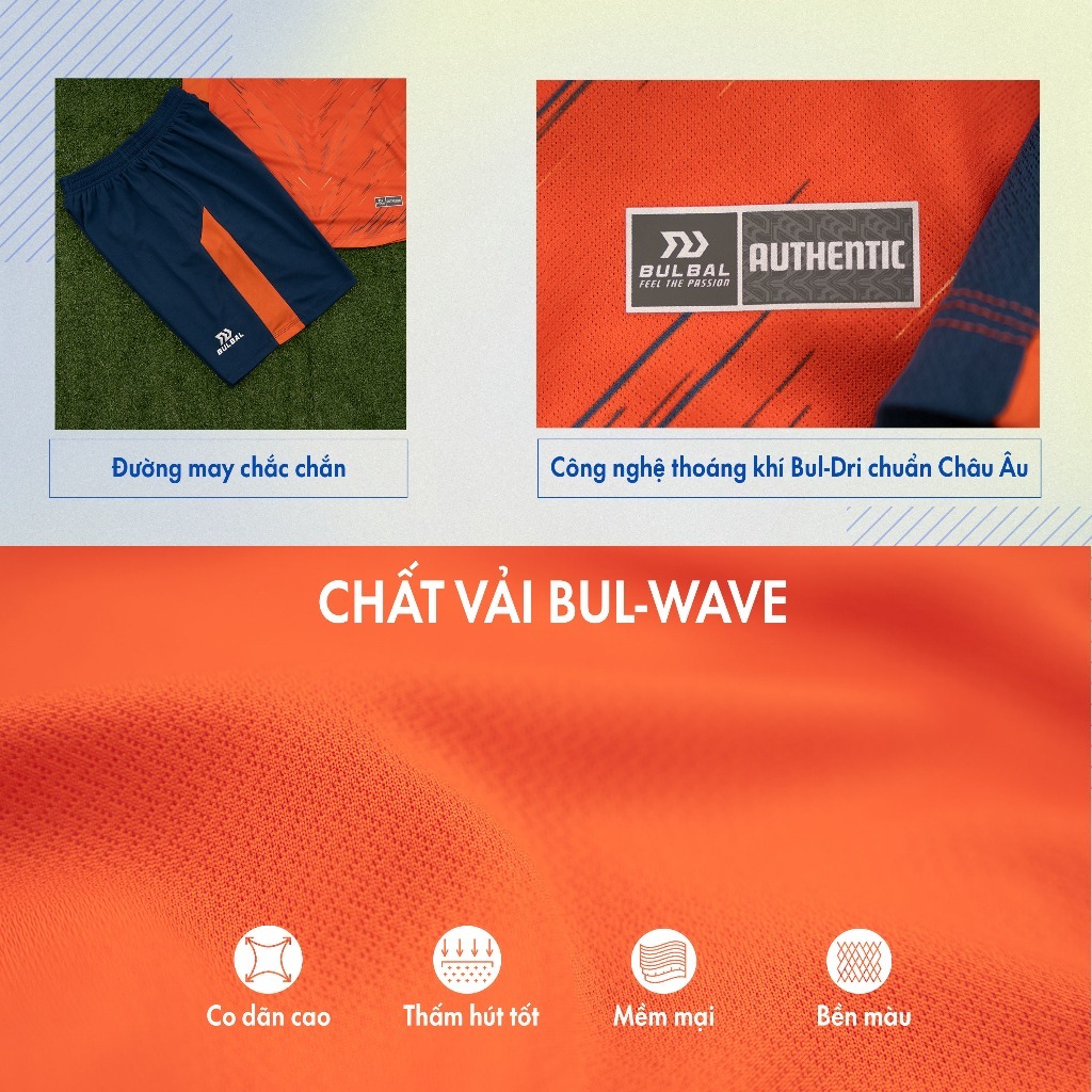 Bộ Quần Áo Bóng Đá Trẻ Em BULBAL Vingar Chất Vải Bul-Wave, Mềm Mại, Thoáng Mát