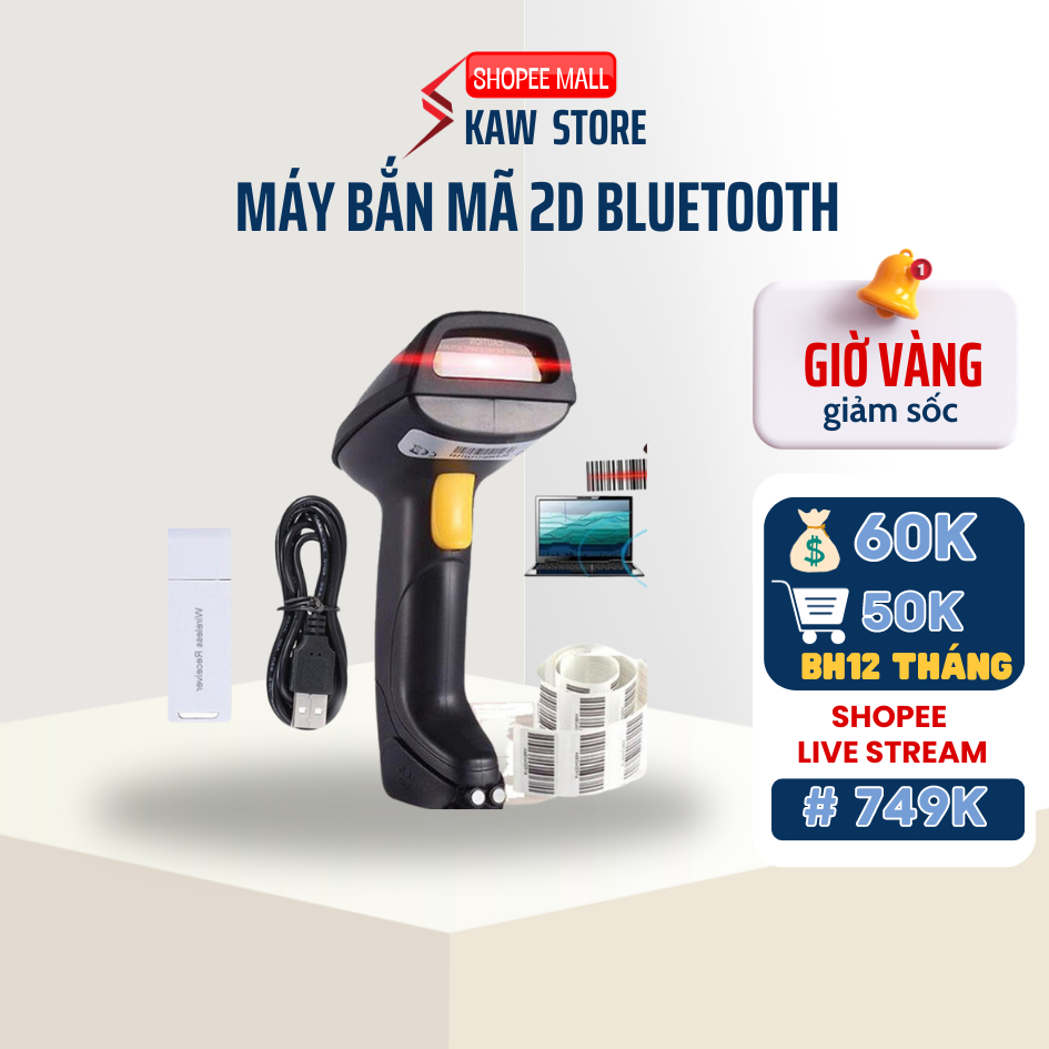 Máy bắn mã vạch Kaw không dây cao cấp scan cực nhanh-BẢO HÀNH CHÍNH HÃNG