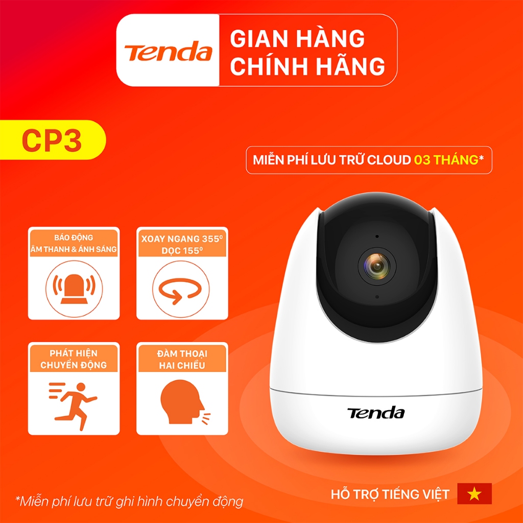 Combo Camera Wifi Quay/ Quét Ngoài Trời và Trong Nhà Tenda CH3, CP3, có màu ban đêm ( 2MP)