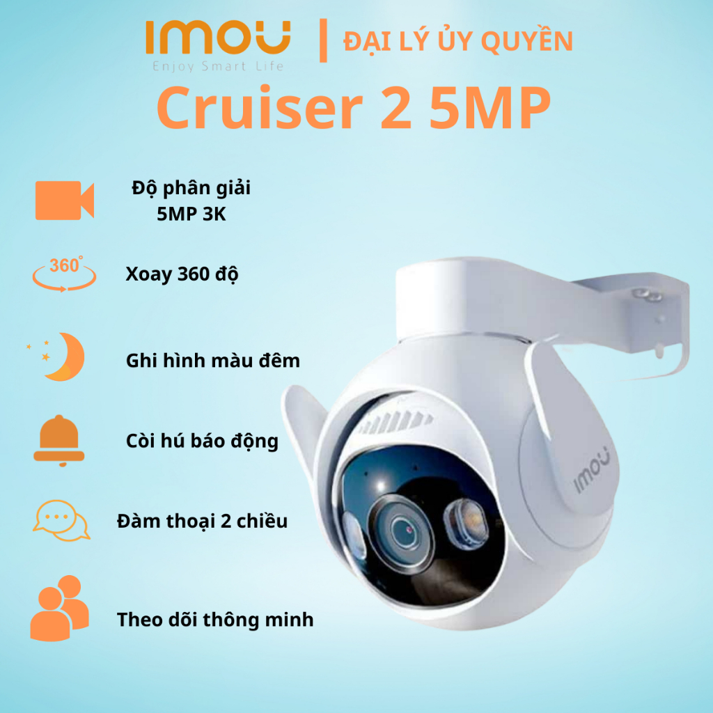 Camera WIFI ngoài trời SIÊU NÉT, XOAY 360, MÀU ĐÊM ĐÀM THOẠI IMOU Cruiser 2 5MP -3MP