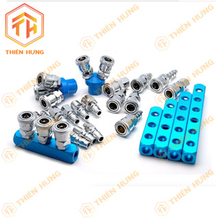 Đầu nối hơi chia nhanh ngã 2 - ngã 3 tròn + dài | 2-3 PASS QUICK  AIR COUPLER