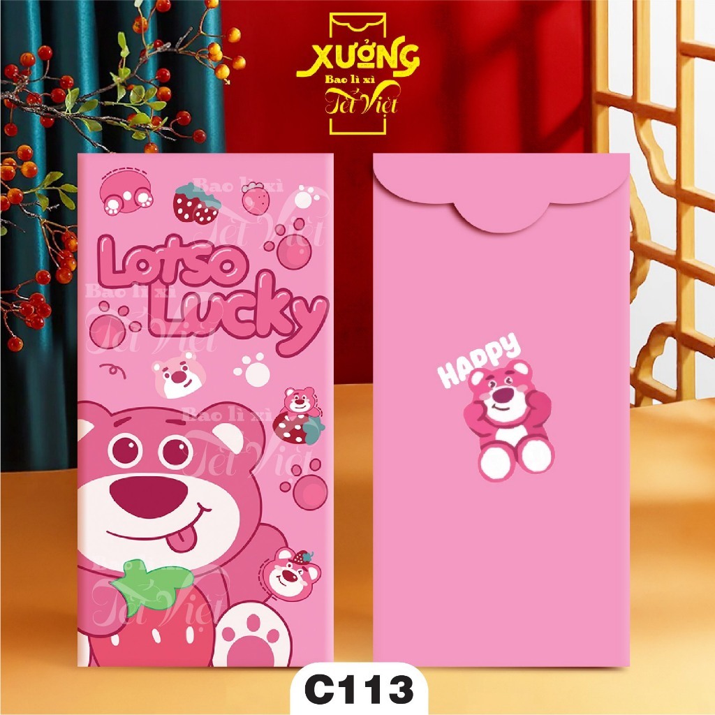 Combo 100 Lì Xì Tết, Bao Lì Xì Hoạt Hình ChiBI Gấu Dâu, Doraemon Tết 2024 PUKAPI