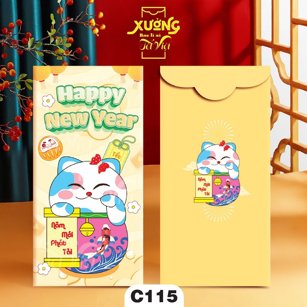 Combo 100 Lì Xì Tết, Bao Lì Xì Hoạt Hình ChiBI Gấu Dâu, Doraemon Tết 2024 PUKAPI